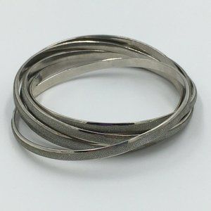 SPARKLY Glittery Silver Tone Connected Intertwined BANGLE BRACELETS (6)